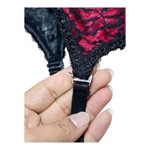 Adore Me Lace Strapless Corset Size 0X Lace Up Red Black Garter Clips Lingerie - Picture 13 of 13